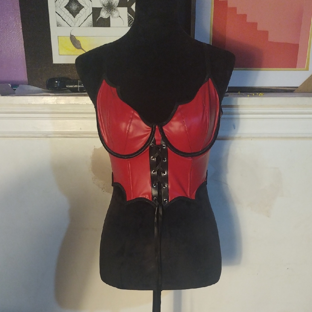 Red and Black Corset Top